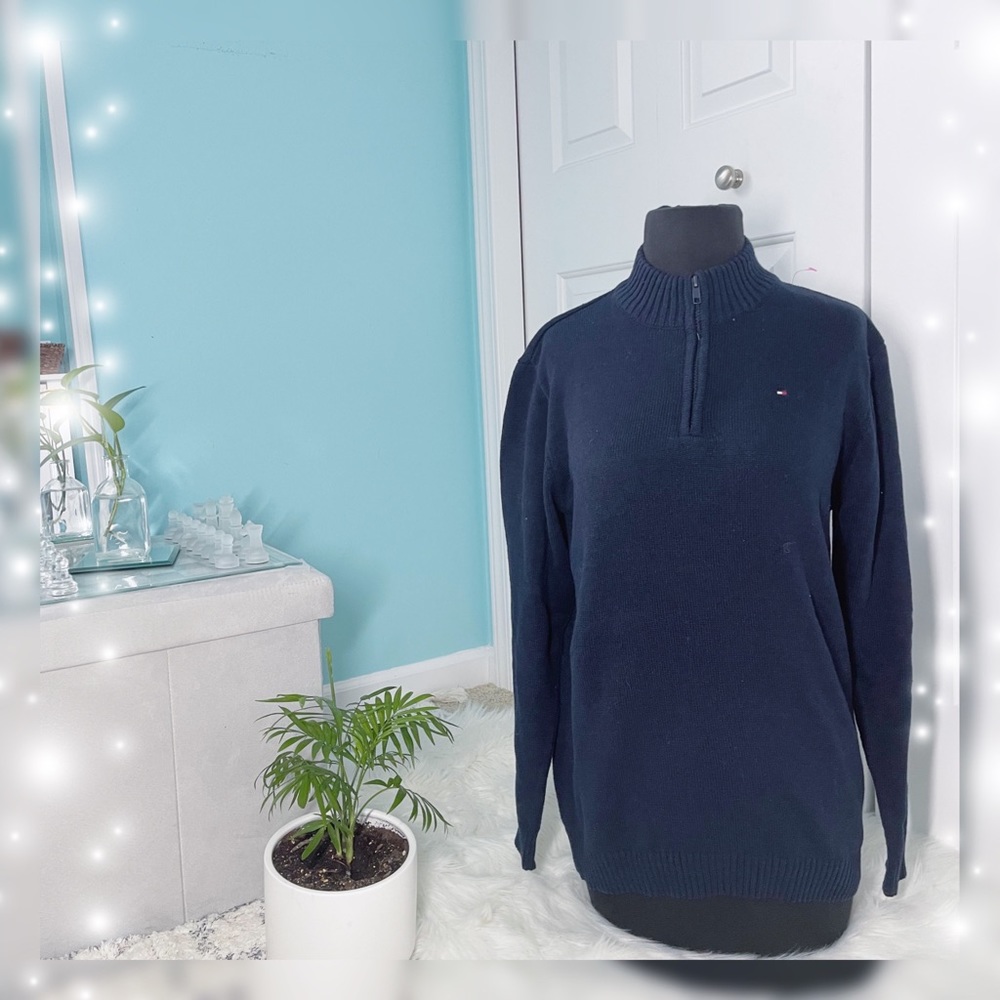 Navy Blue Tommy Hilfiger Quarter Zip Up